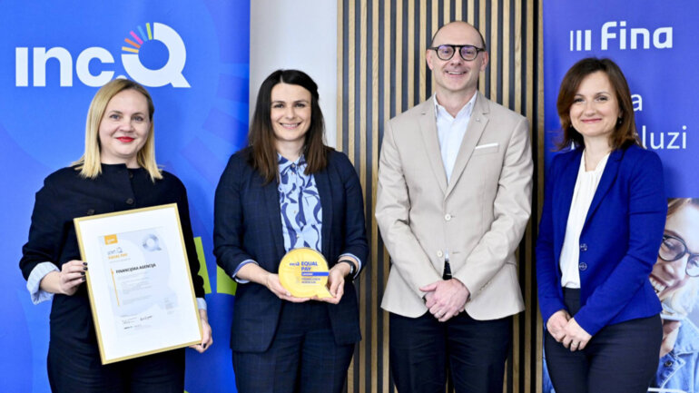 Fina je prva financijska institucija u Hrvatskoj s Inc.Q certifikatom za jednakost plaća